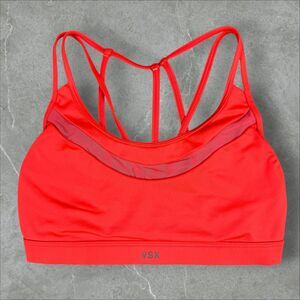 VSX Women's Neon Orange Pink Vented Strap Back Sports Bra Gym Activewear - Small